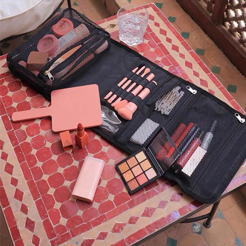 

korean fashion makeup women letter cosmetic bag foldable waterproof nylon toiletry neceser mujer kosmetyczka organizer