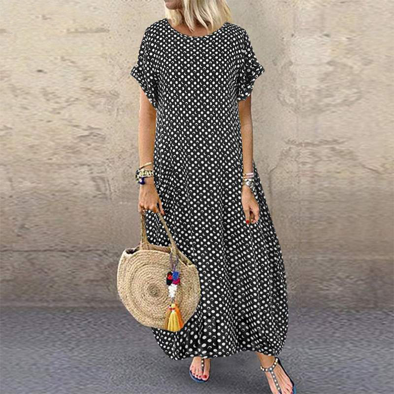 

Women Crew Neck Short Sleeve Long Dresses 2021, Blue