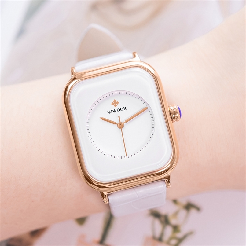 

Ladies Watches White Square Minimalism Watch For Women Luxury Brand Leather Quartz Wristwatch montre femme 210707, Purple tool
