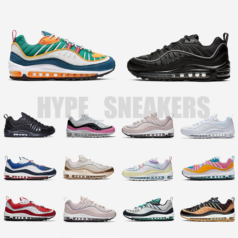 

Cone Off Noir Reflective 98 Mens running shoes Rose Gundam South Beach 98s Team Orange men women sports sneakers WITH SOCKS TAGS