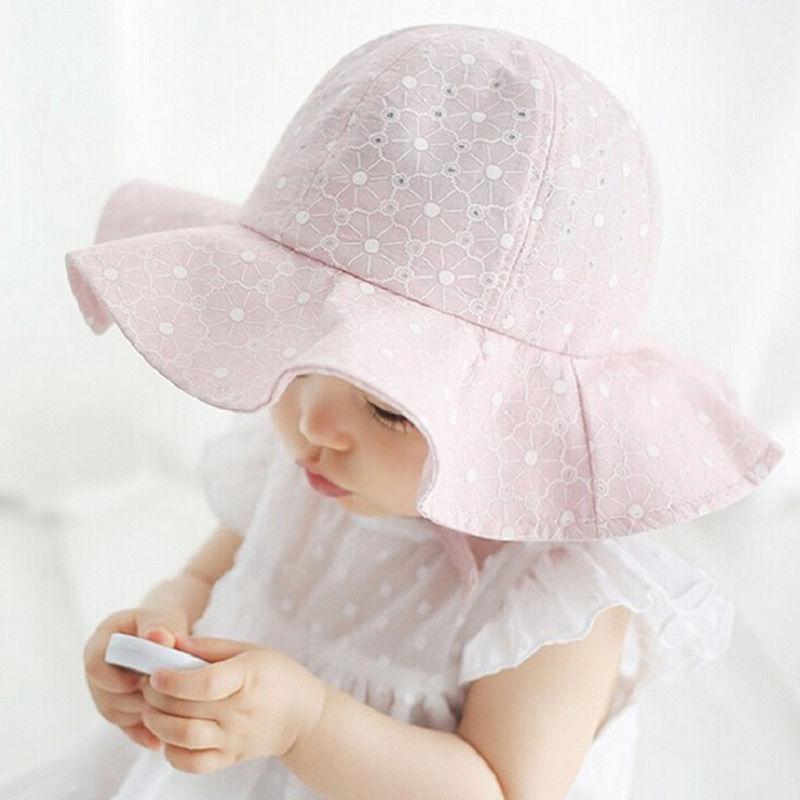 

Caps & Hats Toddler Baby Girl Outdoor Pure Cotton Bucket Hat Flower Polka Dot Printing Summer Sun Beach Beanie, White