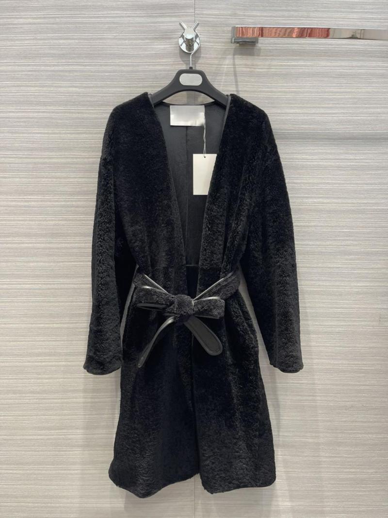 

Women's Fur & Faux Autumn And Winter Temperament V-neck Non-button Bathrobe-like Profile Long Version, Black
