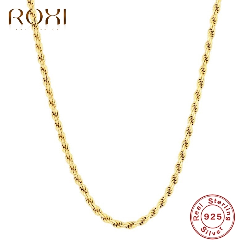 

ROXI Twist Weaving Clavicle For Women Men Chains Unusual Jewelry 925 Sterling Silver Gold Necklaces Collares Choker