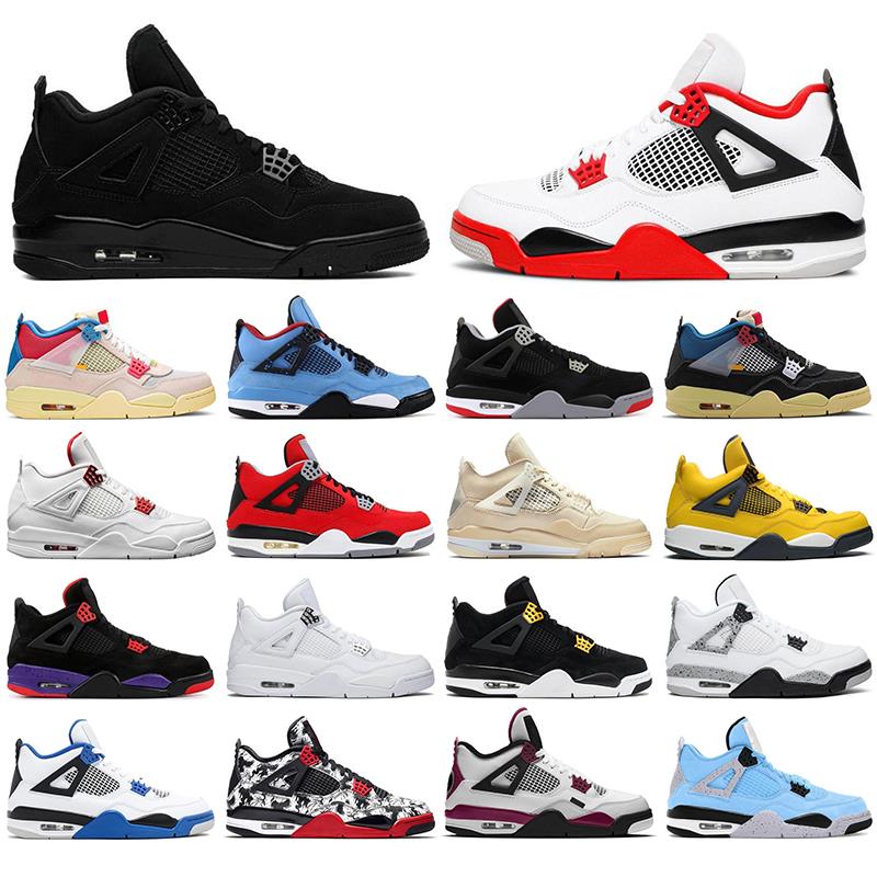 

Basketball shoes trainers 4s for Royal Women Blue University Sneakers 4 Men Cement Union Sail Metallic Guava Fire Red mens Ice Pack Bre Ijfn, Black
