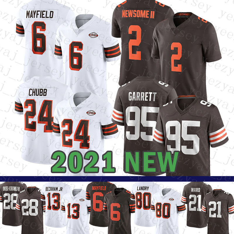 

6 Baker Mayfield 24 Nick Chubb Football Jersey Odell Beckham Jr. Jarvis Landry Myles Garrett Kareem Hunt Denzel Ward Chase McLaughlin Chase McLaughlin Greg Newsome II, Mens-b l