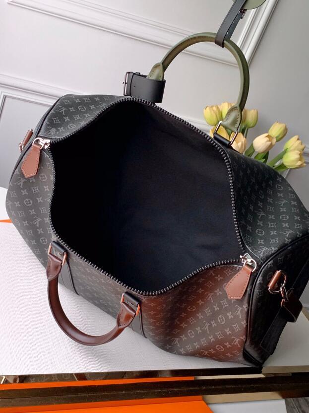 

2021 Duffle bag Classic 45 50 55 Travel luggage for men real leather Top quality women crossbody totes shoulder Bags mens womens handbags 5 colors AAAAA8=56, Black