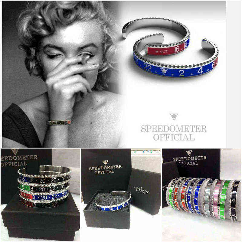 

2021 Dial Steel Speedometer Bracelets & Bangles Bracciale Uomo Stainless Cuff Bangle Bezel Pulseiras Bijoux, Black