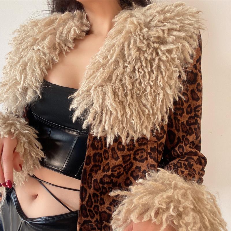 

Women's Fur & Faux Winter Warm Leopard Casual Women Teddy Hair Jacket Thick Boutique Fashion Girl Female Slim Coats Size Korean Top 74PY, Black