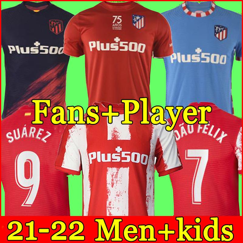 

Atletico soccer jersey SUAREZ Madrid 21 22 JOAO FELIX 2021 2022  LLORENTE KOKE SAUL CARRASCO CORREA camiseta LEMAR football shirts Mens JOÃO FÉLIX, 21-22 3rd