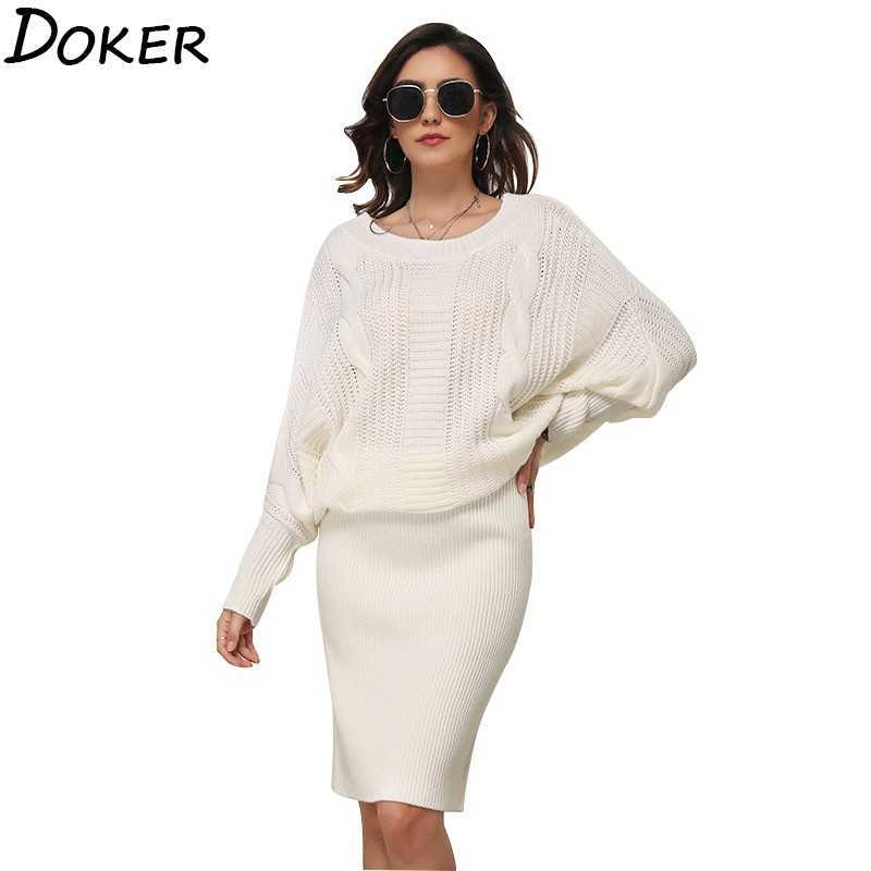 

Autumn And Winter Sweater Dres O-neck Long Sleeve Vintage Elegant Ladies es Loose White Casual Knitted 210604, Dark green