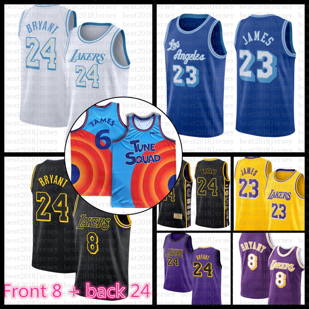 

2021 New Basketball Jersey Los Angeles Lakers Kobe 24 Bryant Blue LeBron 6 James Mens Movie Space Jam Tune Squad Orange, Blue;black
