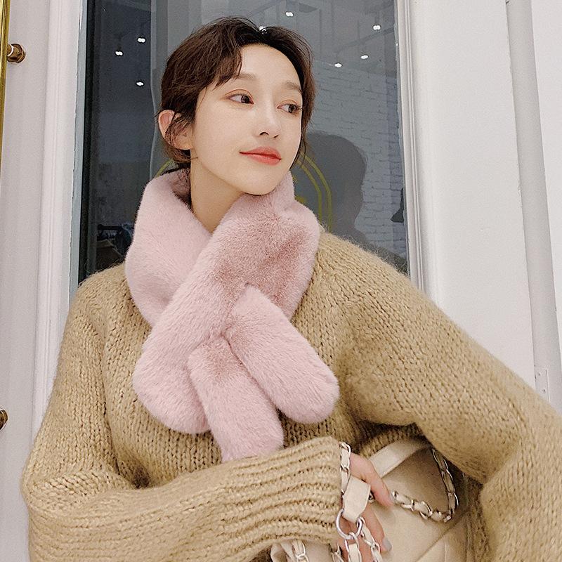 

Hats, Scarves & Gloves Sets 2021 Fashion Soft Women Faux Fur Collar Scarf Plush Neck Warmer Winter Shawl Wrap Girl Child