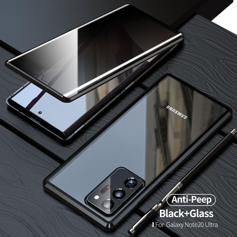 

Anti-Spy cases Anti-Peeping Privacy Protection Magnetic Adsorption Tempered Glass Case For Samsung Galaxy Note 20 Ultra S20 S21 Note10 Plus S10 S9 S8 A52, Silver