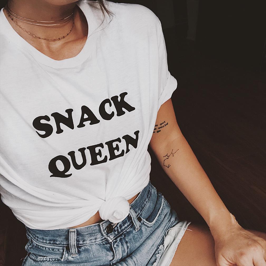 

snack queen men graphic t shirt tees food lover tee letter printing funny 90s fashion grunge causal clothes, White;black