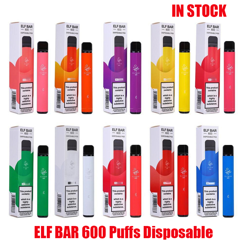 

ELF BAR Disposable Pod Device Kit E cigarettes 2% Strength 600 Puffs 550mAh Battery 2ml Prefilled Cartridge Vape Stick Pen Vs Puff Plus Bang XXL 1500