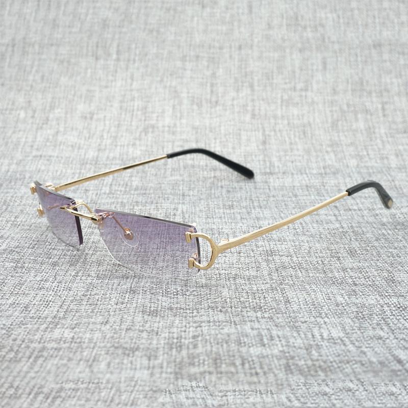 

Sunglasses Vintage Small Lens C Wire Men Rimless Square Sun Glasses Women For Outdoor Club Clear Frame Oculos Shades