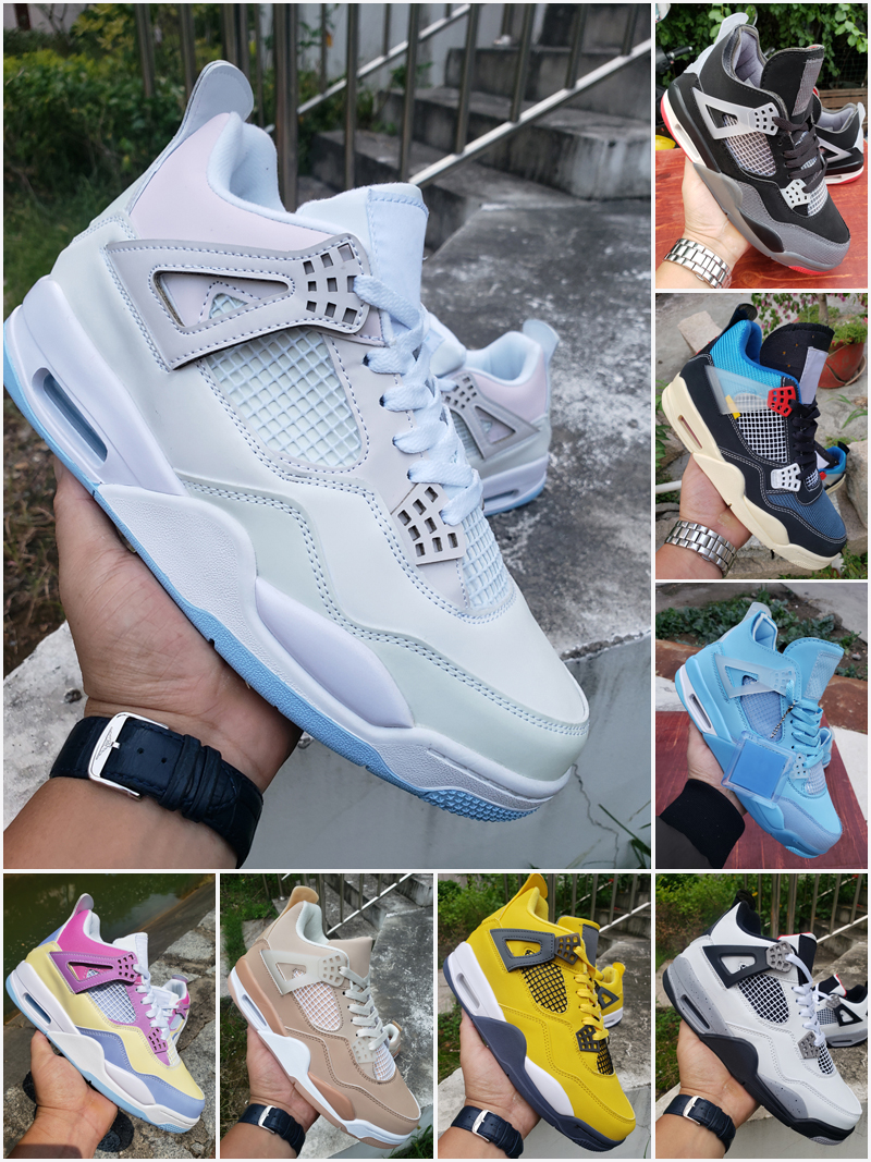 

Men Basketball Shoes University Blue Jumpman 4 4s white oreo Paris metallic purple black cat shimmer Taupe Haze bred Women Sneakers trainers, As photo 7