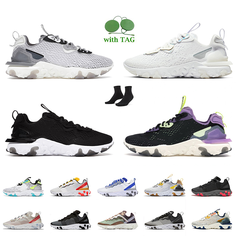 

High Quality Reacts Element 55 87 Running Shoes Women Triple Black White Iridescent Vast Grey Gravity Purple Sports Sneakers Vision Mens Trainers Size 36-45, D36 total orange 40-45