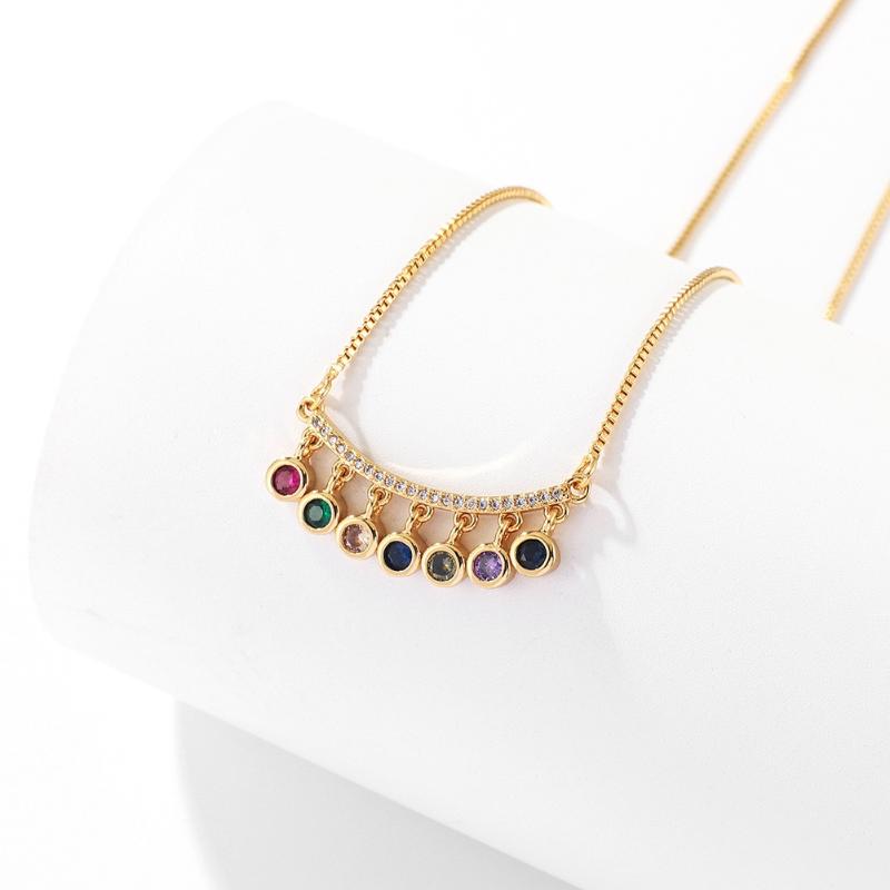 

Pendant Necklaces Gojomem Colorful Cubic Zirconia Pendants Women's Gold Smiling Female Necklace Collarbone Chain Fine Jewelry 2021
