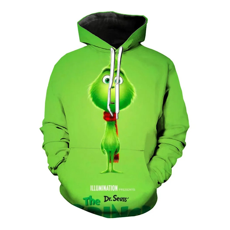 

Christmas funny spoof 3D pattern hoodie visual impact party top punk gothic round neck high quality sweater hoodie, Black