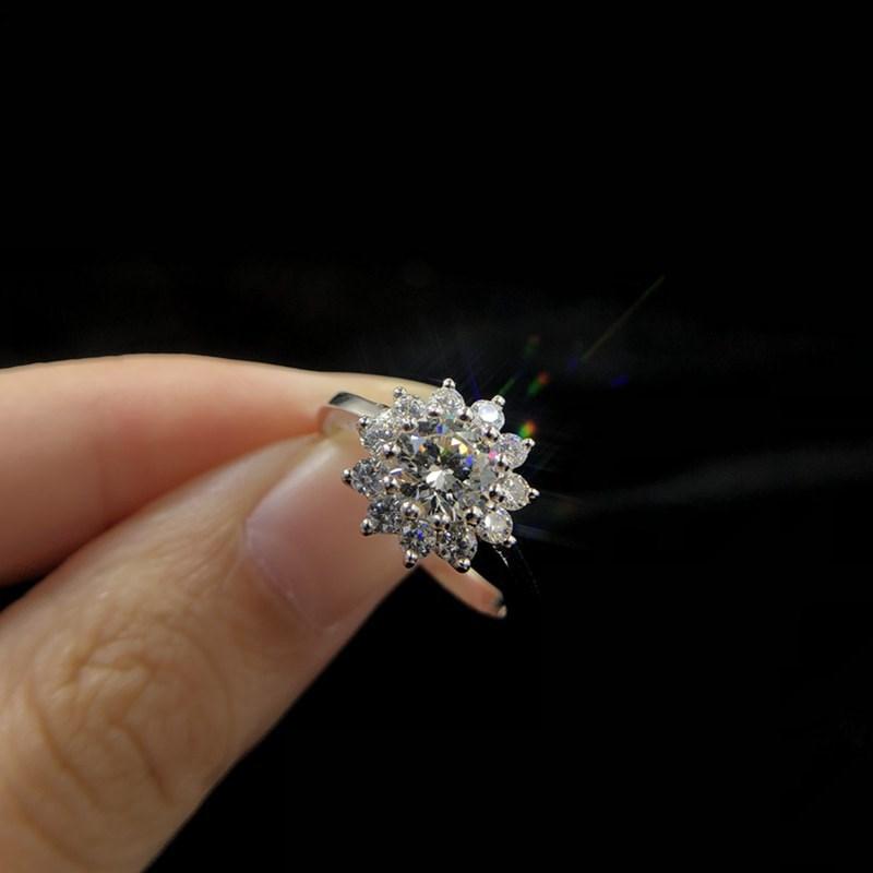 

Cluster Rings S925 SliverColor 2 S VS1 Diamond Ring Jewelry For Women Luxury Anillos Bizuteria Pure Natural Gemstone 925, Golden;silver