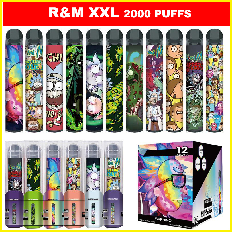 

XXL Disposable Vape 2000Puffs 800mAh Power Battery Pre-filled 6ml Pods Cartridges Vapor e Cigarette Portable Vaporizer puff plus