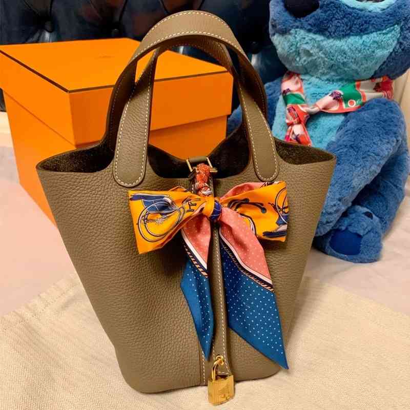 

cheap Bag women's bag new head leather Bucket Fashion Hand small vegetable basket women Purse sale, Black medium