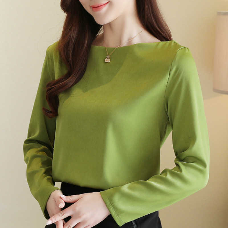 

Fashion Women Blouses Spring Chiffon Blouse Women Long Sleeve Slash Neck Women Shirts Blusas Womens Tops And Blouses C411 210602, Black