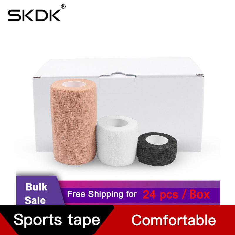 

Elbow & Knee Pads SKDK 24pc Non Woven Bandage Rolls Athletic Tape Self Adherent Cohesive Wrap Bandages Bundle Pack For Wrist Hand Premium-Gr, White
