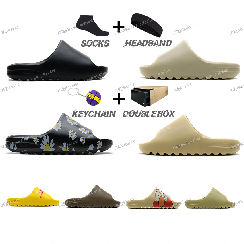 

High Quality Mens Womens Slipper Sandals Beach Slides Slippers Foam Runner Trainers Earth Brown Desert Sand Triple Black Bone White Resin Slide Sandal Men Slipper