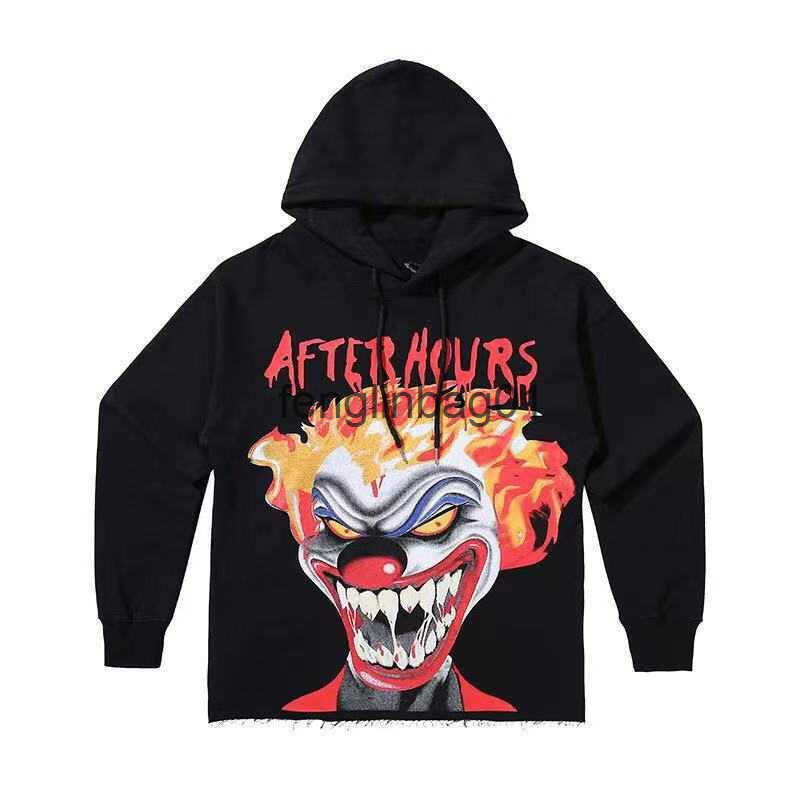 

Trendy Vlones clown head hairline big V Terry Hoodie loose Street hip hop men' and women' trendy, Black
