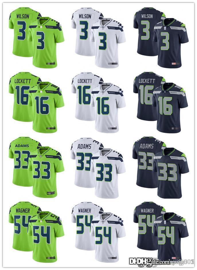 

Men Women Youth 3 Russell Wilson 54 Bobby Wagner 33 Jamal Adams 16 Tyler Lockett Custom Green white navy Football Jerseys, Black;red