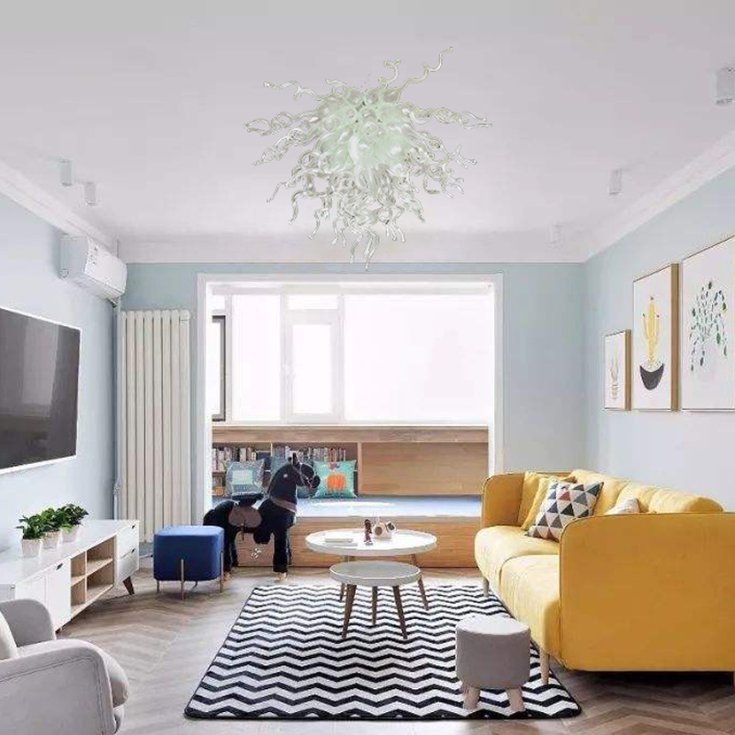 Modern White Glass Chandelier Pendant Lamp Office Loft Shop Bar Cafe Restaurant Living Room Hanging Suspension Light-image-675857964