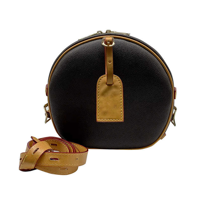

Leather Fashion Crossbody Retro Shoulder Designer Bags Small Circular Round Handbag For Women Luxuriou Brand Bag Female Mini Cake, Small 20cmx18cm