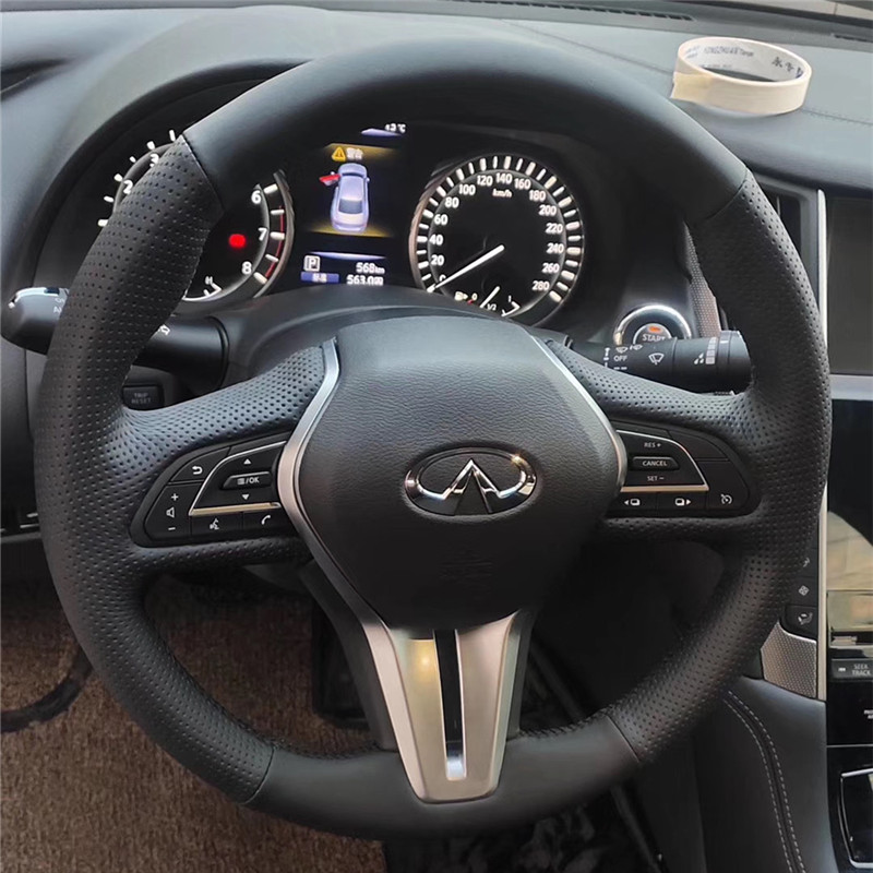 

For Infiniti 2020 QX5 Q50L Q70 QX60 DIY Custom hand sewing leather steering wheel cover non-slip car wheel cover