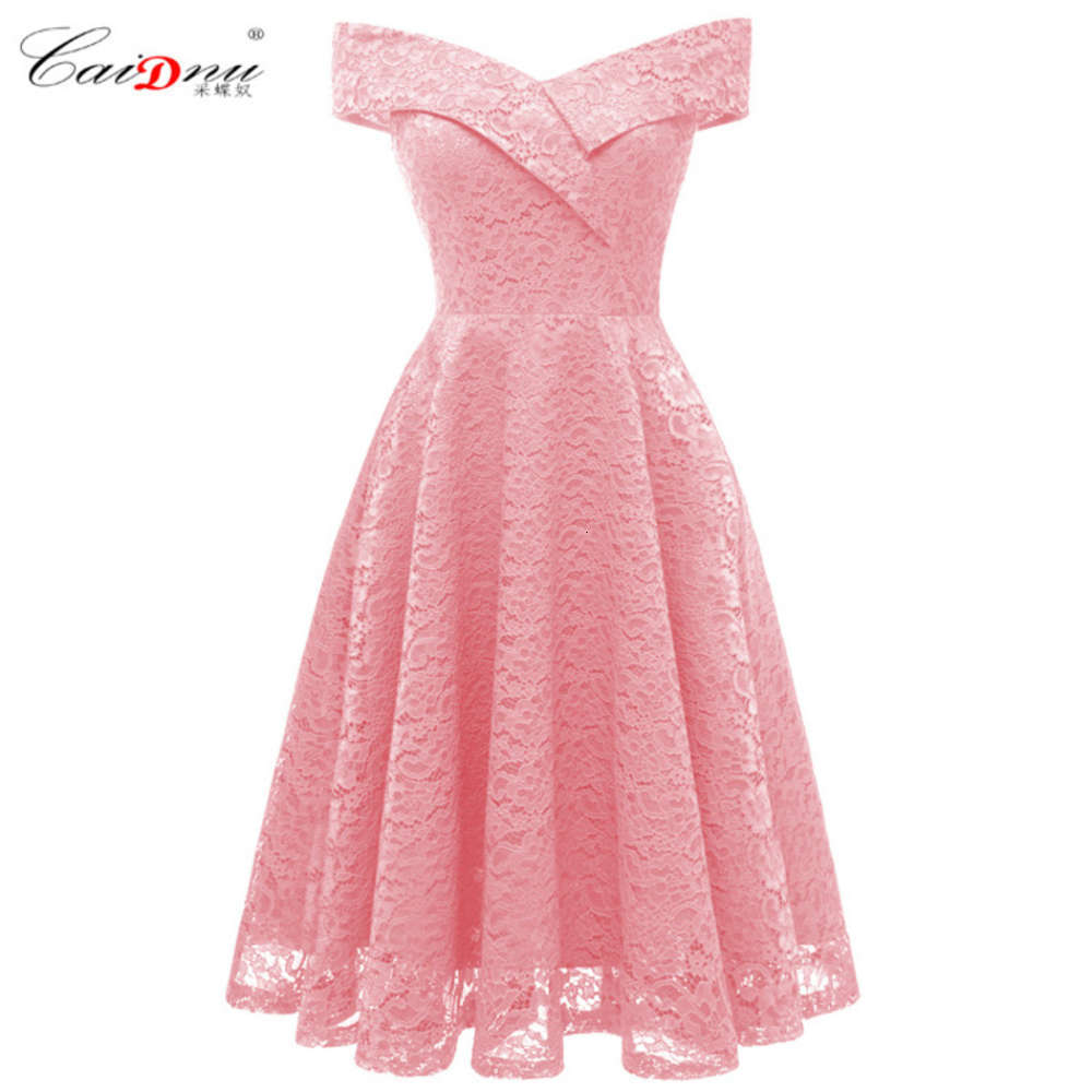 

Casual Dresses Women' off shoulder lace fall / winter Bridmaid Drs, Pink