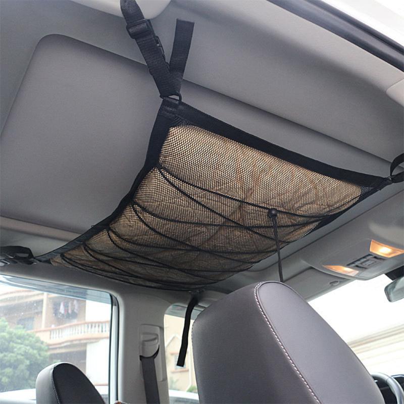 

Car Organizer Ceiling Storage Net Pocket Roof Bag Double-Layer Interior Cargo Auto Stowing Tidying Accessories