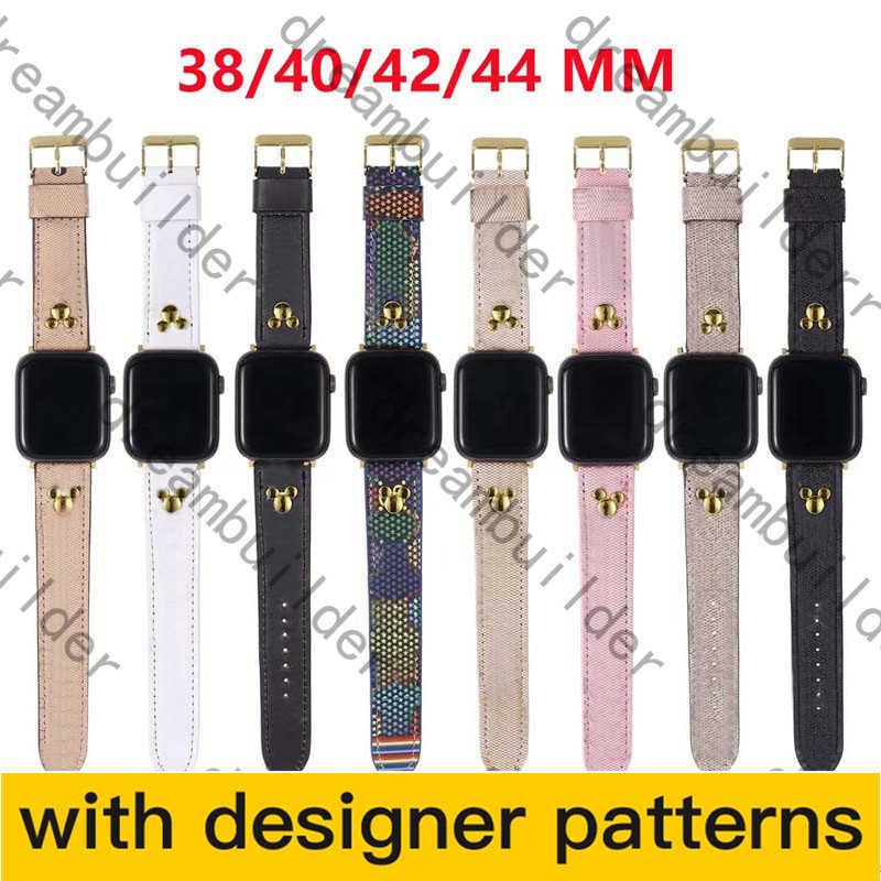 

Fashion Designer Luxury Strap For Apple watchband 41mm 42mm 38mm 40mm 44mm 45mm iwatch 2 3 4 5 6 7 SE watchband Leather Bracelet Stripes watch band watchbands
