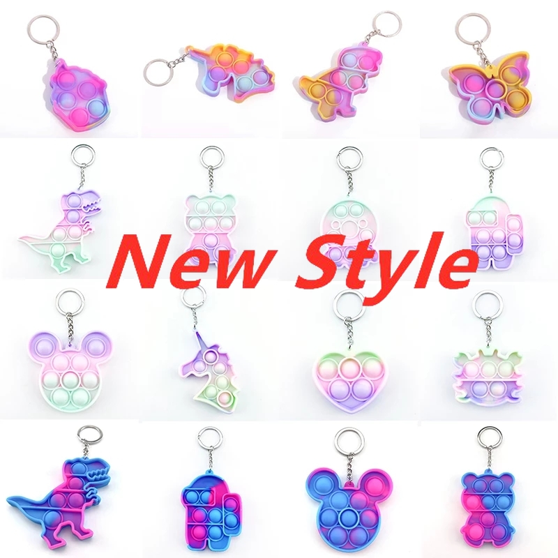 

24H shipping Mini Keychain Simple Dimple Push Bubble Sensory Fidget Toys Squishy Anti Stress Reliever For Adult Kids Fidget Toy DHL CN17