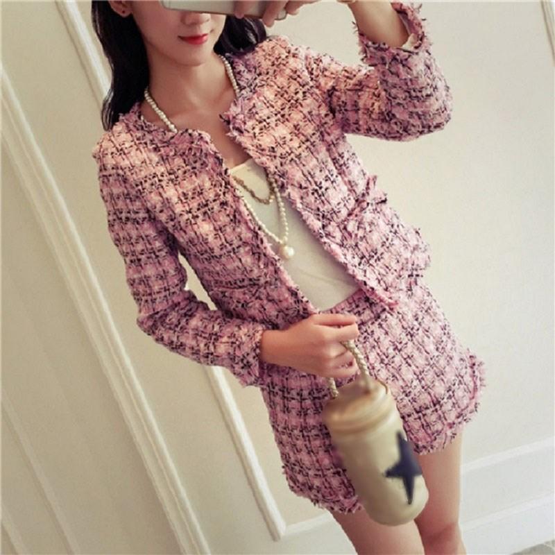 

Women' Two Piece Pants 2021 Autumn Winter Tweed 2 Set Women Slim Plaid Shorts Fashion Fringed Trim Jacket Coat Elegant Suit, White