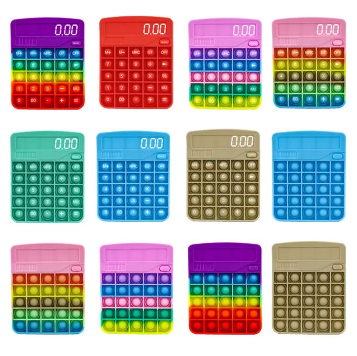 

Bubble Fidget Toy Rainbow Calculator With Words Simple Dimples Desktop puzzle Silicone Autism Rehabilitation Training Decompression educational Toys