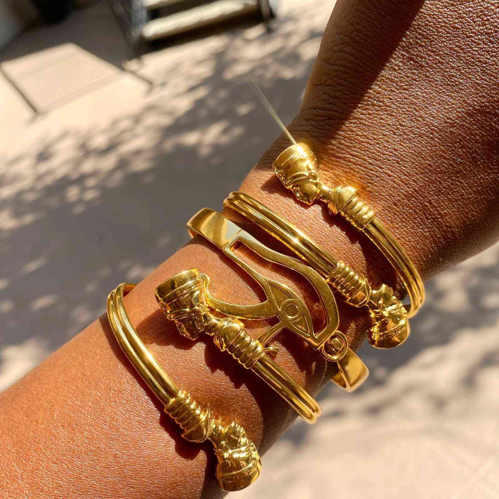 

Egyptian Queen Nefertiti Bangles for Women Men Gold Adjustable Africa Couple Bracelet Hiphop Punk Bracelets Christmas Jewellery