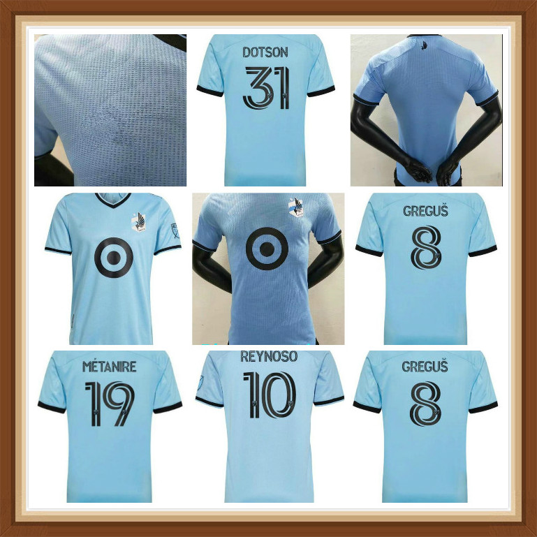 

Player version MLS 2021 2022 FC Minnesota United Soccer Jersey GREGUS REYNOSO DOTSON METANIRE AMARILLA OPARA Football Shirts adult mens, Blue