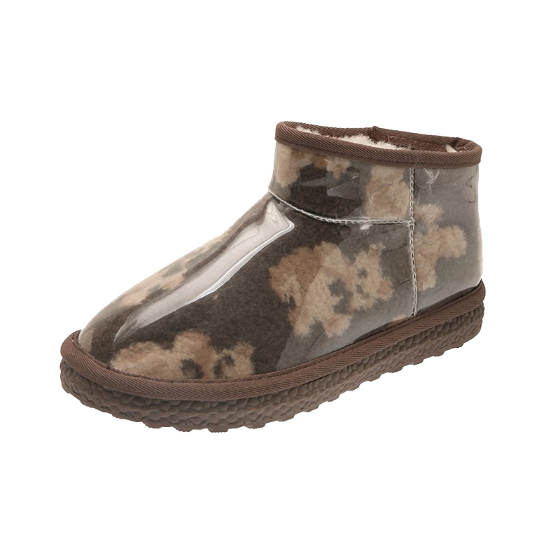 

Women Winter Plush Cotton Boots With Thick Soles High Quality Fashion Lovely Snow Waterproof Style Bread Shoes, Black