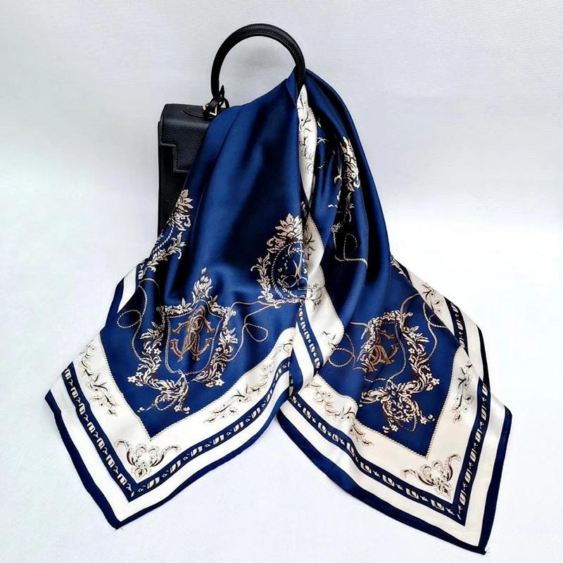 

Scarves Real Large Square Silk Scarf Fashion Women Big Shawl Hijab Wrap Head Foulard Ladies Printing 110cm