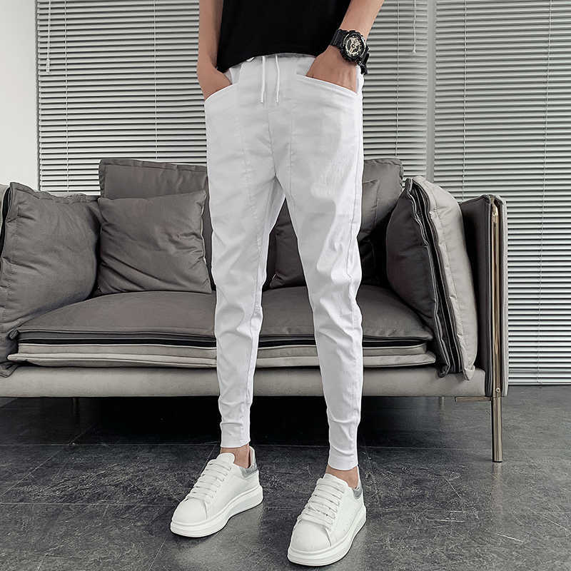 

Summer Men Harem Pants Fashion Slim Fit Hip Hop Casual Pants Men All Match Streetwear Joggers Men Clothing 36-27 210616, Gray