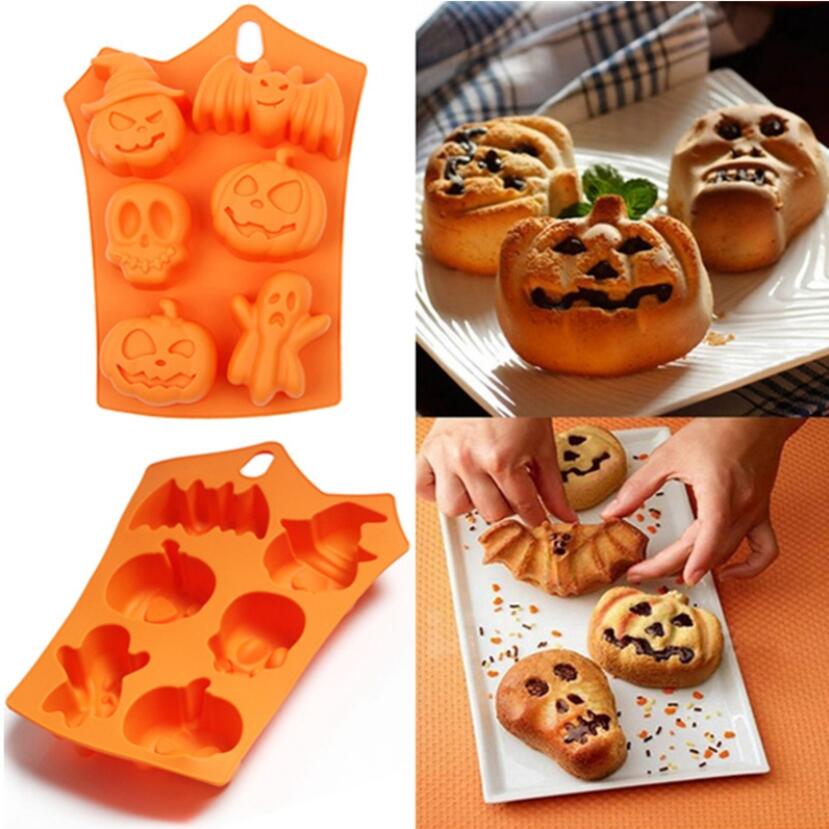 

4 pieces halloween silicone baking molds set multi-shaped halloween cake pan halloween silicone pumpkin chocolate elf cat ghosts molds bakin