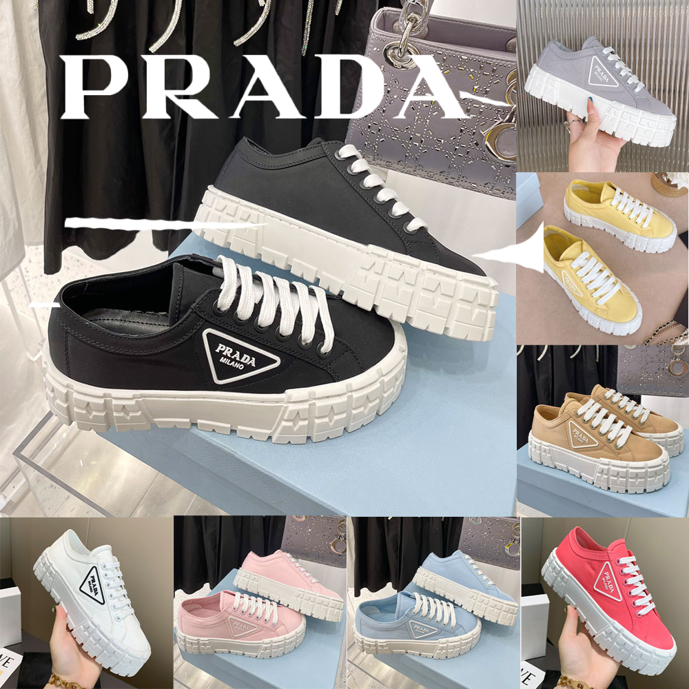 

Prada Designer Platform ladies thick soled canvas shoes women's versatile small white heighten muffin net red same leisure biscuit outdoors size 36-40, I need socks 3piars
