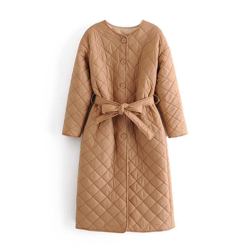 

LY VAREY LIN Autumn Winter Women Long Padded Loose Warm Cotton Coat Fashion Solid Jacket with Belt 210526, Black