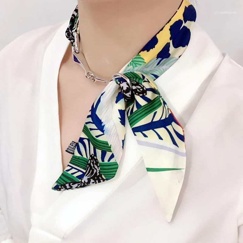

Scarves Butterfly Leaf Print Silk Scarf Bag For Women Head Skinny Long Handle Wraps Drop 1